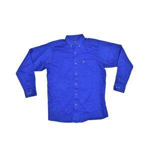 Ariat Shirt Mens Small Blue Long Sleeve Button Down Cotton Solid Western Workwea
